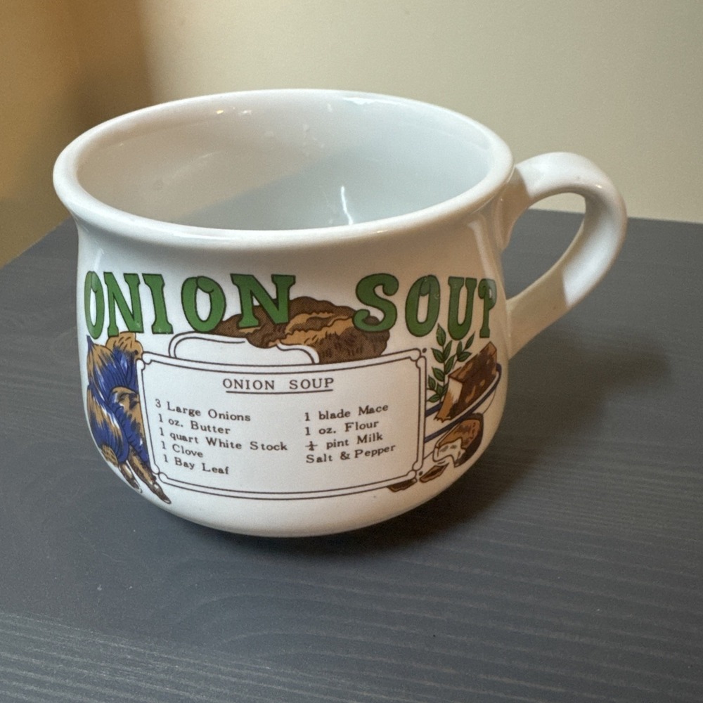 Vintage Onion Soup Mug Crock Cup w/ Handle ~ Collectible 70's Recipe - Picture 1 of 5